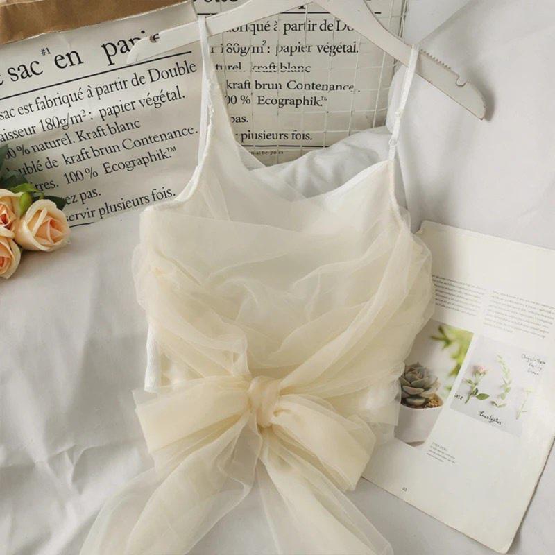 Дамски топ с тюл и голяма панделка C0556