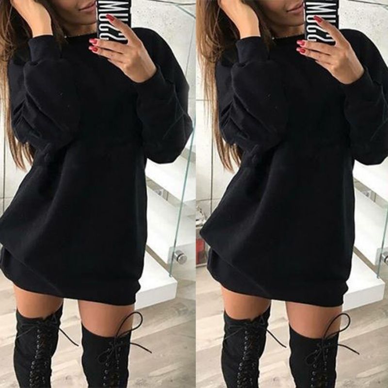 Черна спортна рокля суитшърт С0488