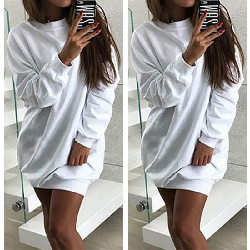 Бяла спортна рокля суитшърт С0489