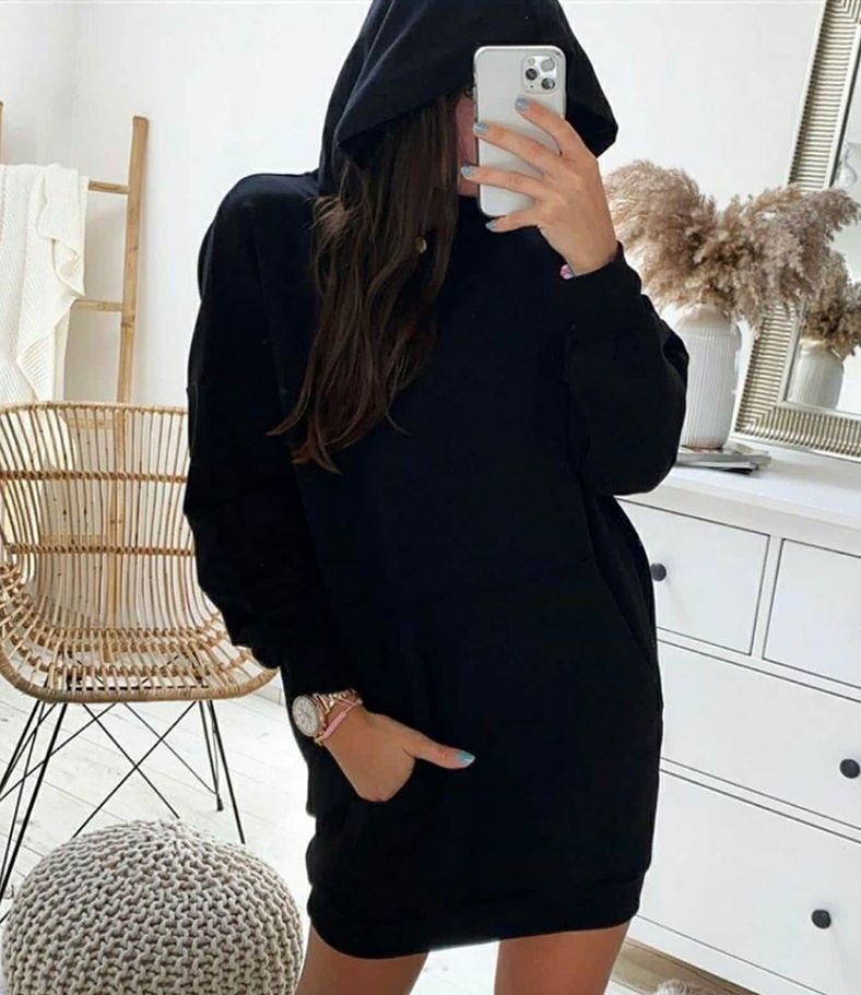 Черен суичър с качулка C0514