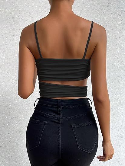 Къс черен топ с презрамки C0566