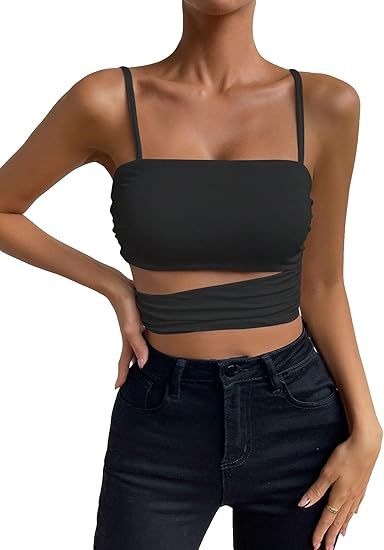 Къс черен топ с презрамки C0566