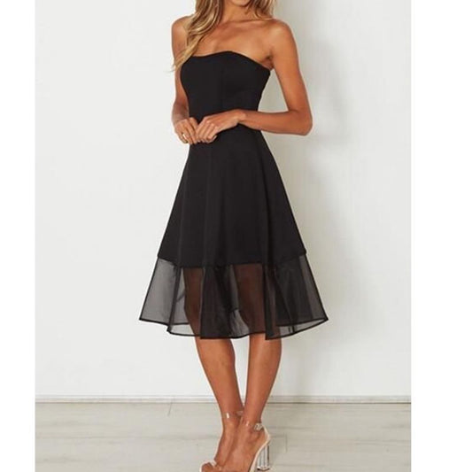 Черна рокля бюстие C0432