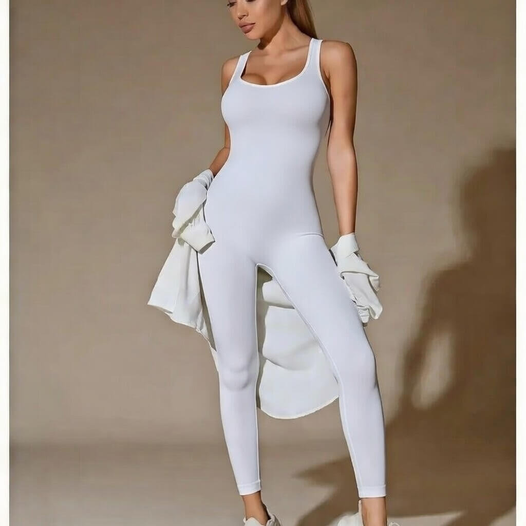 Бял спортен гащеризон C0626