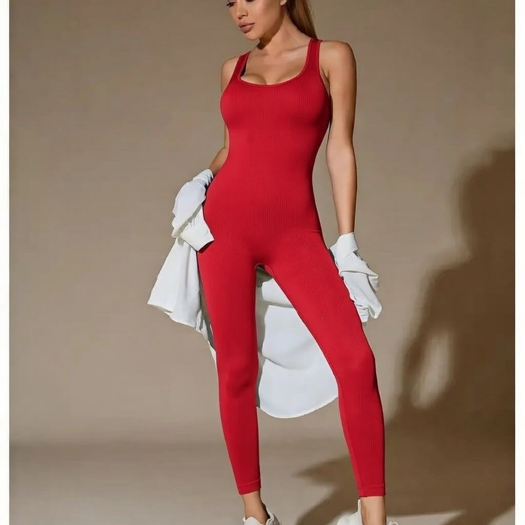 Червен спортен гащеризон C0625