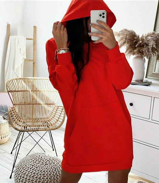 Червен суичър с качулка C0515