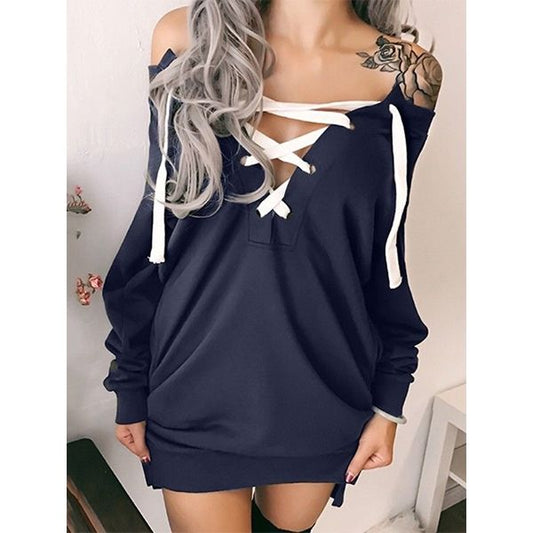 Суичър тип рокля с преплетено деколте C0520