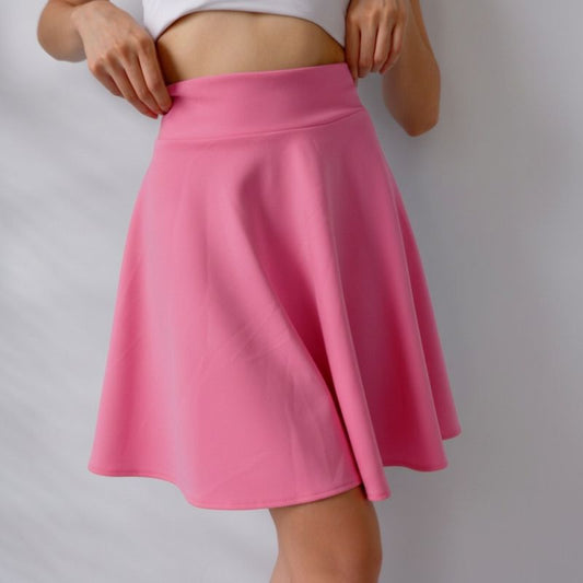 Розова къса разкроена пола C0468