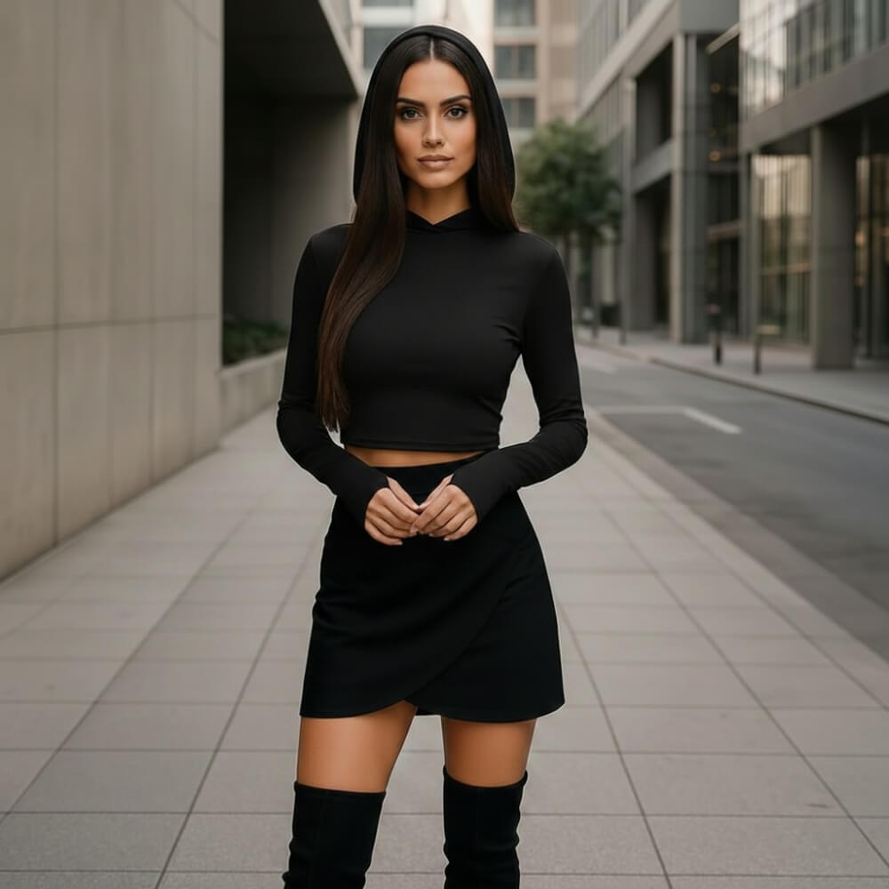 Кроп худи и пола C0569